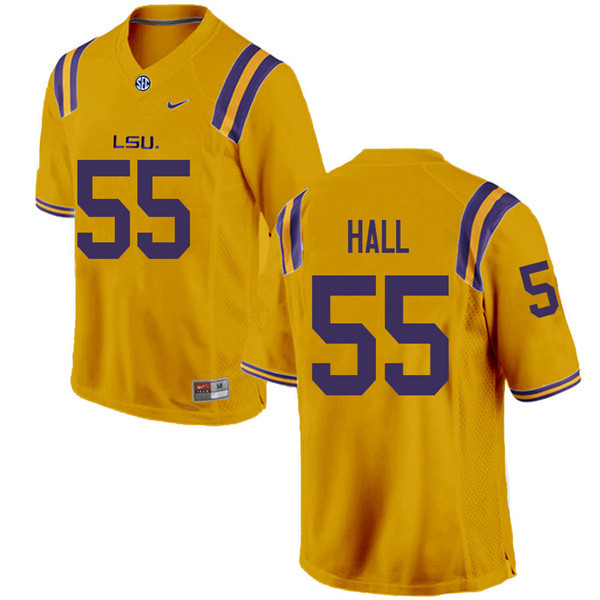 Men #55 Kody Hall LSU Tigers College Football Jerseys Sale-Gold